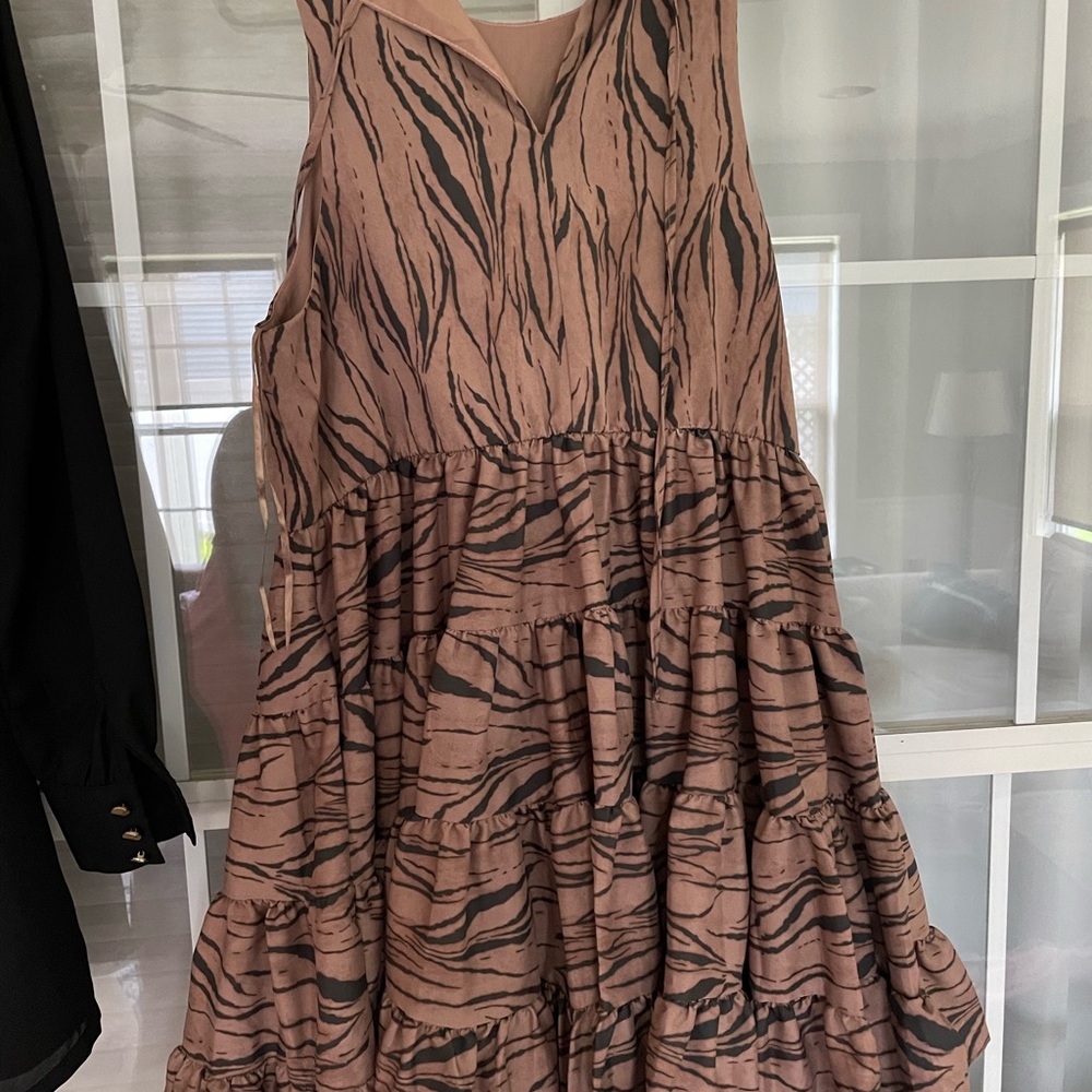 Brown and black Zebra print dress mini/midi length